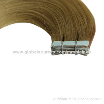 20-Inch Light Brown Brazilian Silk Straight Tape Weft Hair